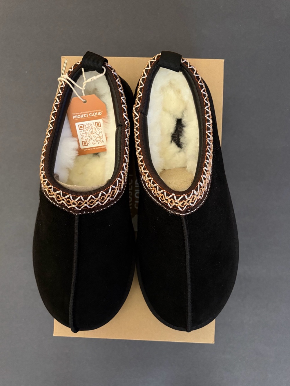 Project Cloud Cozy Black Suede Shearling Lined Slippers